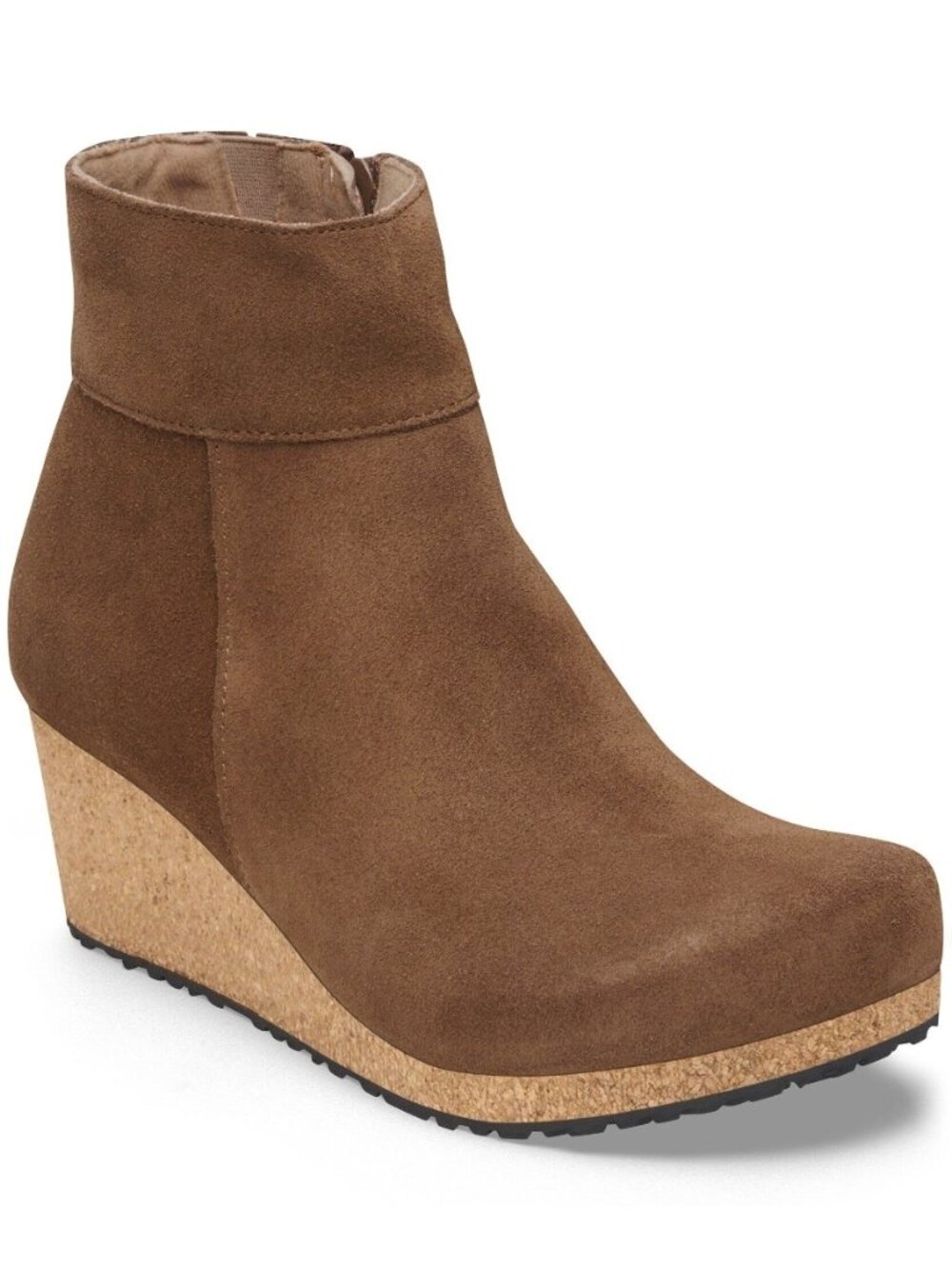Papillio Birkenstock Ebba Cork Wedge Bootie Dark Tea Brown Suede Size 41 NEW